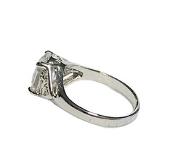 Oval 10mm Cubic Zirconia Solitaire Ring Sz 7 Silver Tone Filigree Engagement EUC