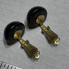 Vtg Black Floral Clip On Earrings Button Dome 60s Pink Flowers 1” Lightweight