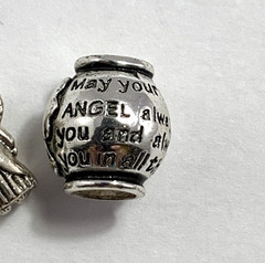 Two 925 Sterling Charm Beads 3-D Angel plus Guardian Angel to Protect and Guide