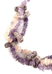 Fossil Coral Amethyst Rose Quartz Multi Strand Necklace Boho 20in