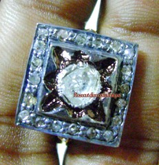 ART DECO VICTORIAN ANTIQUE ROSE CUT DIAMOND 0.86ct SILVER PARTY STYLE POLKI RING