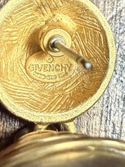 Givenchy Paris New York Brushed Gold and Silver Caged Ball Pierced Earrings