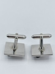 Vintage Swank mens cufflinks green teardrop faceted glass stone rope accents