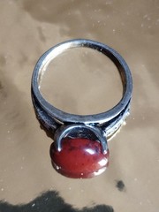 Vintage 925 Sterling Silver Red Jasper Cabochon Ring Size 8.5 (18mm) 4.88g