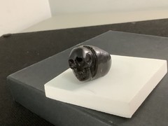 Vintage carved natural black coral skull Gothic mens womens ring size 7.5-7.75