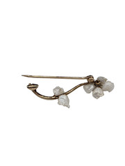 Vintage American Natural Freshwater Pearl and Diamond Brooch 14K