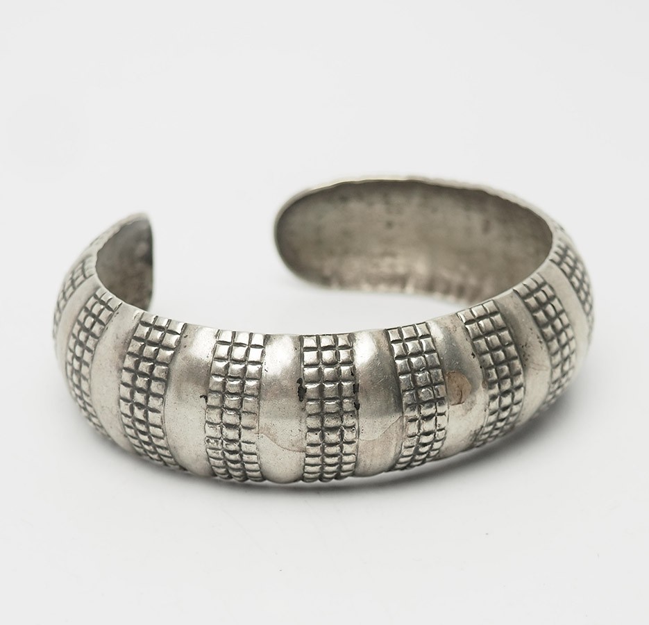 Antique ethnic signed ornate 875 silver cuff bracelet Latvia