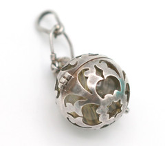 VTG Sterling Silver Golden Rutilated Quartz Harmony Ball w/ Lapis Lazuli Pendant