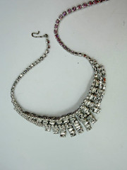 Vintage Necklace Light Purple Clip On Earrings Estate Lot Matching Baguette PJ
