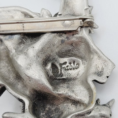 Fable Safari Africa Animal 3D Sculpted Pewter Silver Tone Collage Vtg Brooch Pin