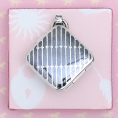 Antique Victorian Niello Silver Unique Striped Double Sided Charm Pendant Locket