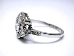 Art Deco Style 2 Ct Round Cut Lab Created Diamond Wedding 14K White Gold FN Ring