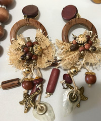 Vintage Unique MOD BOHO Wood Jewelry Necklace,Bracelets ,Earrings, Pins Lot