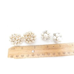 VINTAGE PEARL & CRYSTAL CLUSTER EARRINGS