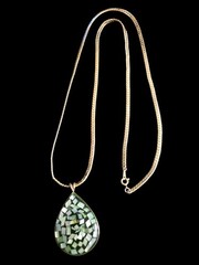 Vintage Monet Abalone Pendant Necklace 28 1/2 In Long