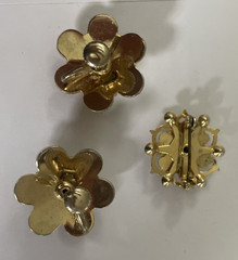 Vintage Romantic Rose & Black Enamel Gold Tone 3-Piece Brooch & Earrings Set JW1