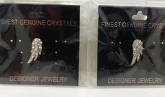 Angel Wing Pin crystal goldtone nickel lead free set of 2 carded
