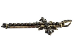 ANTIQUE IBERIAN 19K GOLD GEORGIAN PERIOD FOILED PASTE CROSS PENDANT c1780