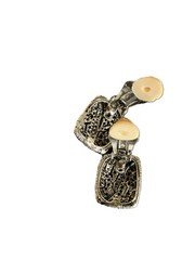 Vintage-Style Silver Black Enamel & Pavé Rhinestone Clip-On Lightweight Earrings