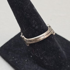 Vintage Avon Sterling Silver Heart Floral Wrap Ring Size 7.5 Open Band