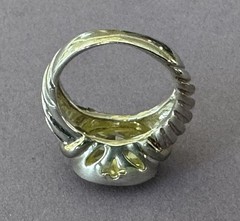 Old Vintage Unbranded 925 Sterling Silver Sparkling CZ or Art Glass Size 6 Ring