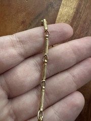 Vintage Barrel Link Gold Tone Chain Necklace With Barrel Clasp 55” Long
