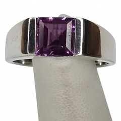 Vintage Sterling Silver 925 Purple Topaz Faceted Gemstone Ring Size 11.25