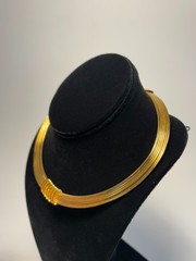 Vintage Choker Collar Necklace Gold Tone with Unique Metalwork Details See Pics