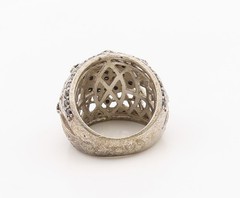 925 Sterling Silver Vintage Ring Classic Sapphire Openwork Band Sz 8 RG36391