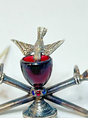 1880’s Antique Theosophical Fine Silver Brooch Trinity Holy Grail Spirit Spear
