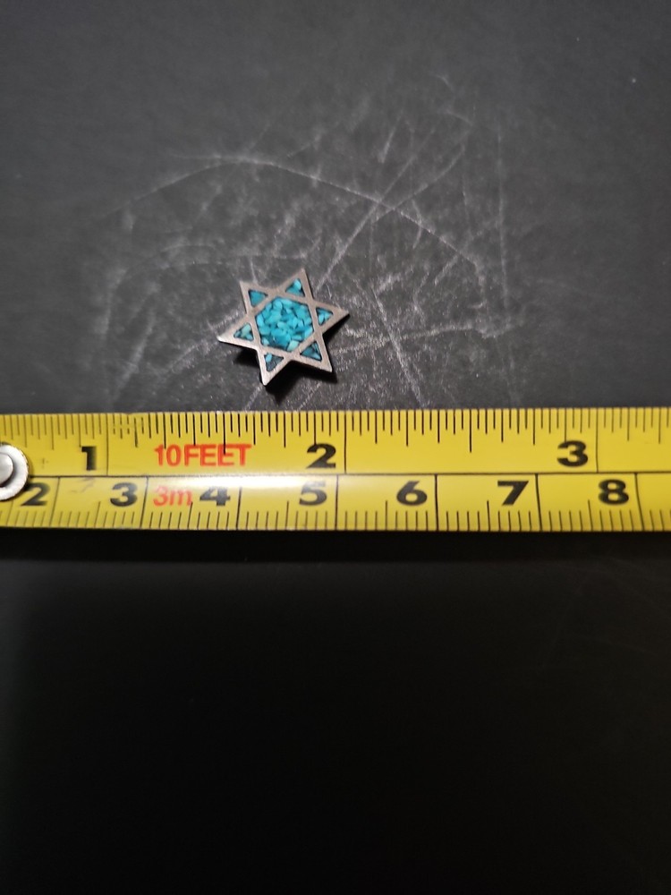 Sterling Silver 925 Star of David Pendant Turquoise Inlay