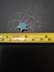 Sterling Silver 925 Star of David Pendant Turquoise Inlay