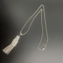 Vintage Monet Asymmetric Silver Tone Tassel Bar Waterfall Necklace Signed 27″