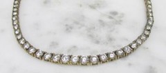 Gold Plated Sterling Silver Clear Stones Tapered Necklace ~ 31.7g ~ 7-H418