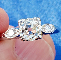 NATURAL EARTH MINED DIAMOND ORIGINAL Art DECO Engagement Ring PLATINUM Solitaire