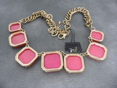 Traci Lynn Collette Necklace Anna Wintour Watermelon Red Pink Pearlescent Square