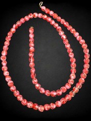 Vintage Red Pink Givre Czech Glass Bead Necklace Wrap Coil Bracelet Set 31.5”