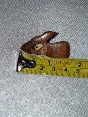 Polished Wooden Inlay Brooch Bird? Deer? 1.5”