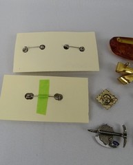 Lot of 10 Vintage Brooches plus 2 Button Covers, Various Styles and Colors