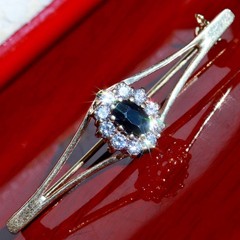 14k yellow gold 0.80ct sapphire, topaz pin brooch heated vintage 3.20gr N3810