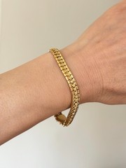 Vintage Portuguese 19K Yellow Gold Articulated Line Bracelet Turquoise Clasp