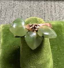 Vintage SOLID 14KT Gold Stamped Jade Hearts Ring Size 8.5 1.5g New Old Stock!
