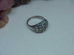 QVC 18k Gold Clad Sterling Dome 16 Aqua Ring DBJ 4.00ct Size 9.5 Vintg 5.5Gr