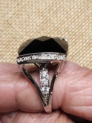 Vintage Sterling Silver And Black Faceted Stone