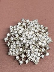 VTG UnSigned Silver Tone Rhinestone Starburst Brooch