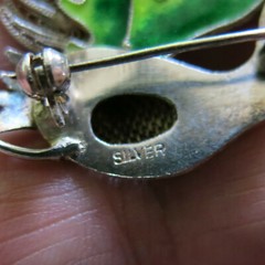 Sterling Silver Sea Bird Brooch Enamel with 7 Orange Stones 5.1g [6328]