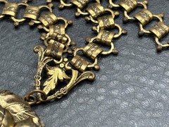 Vintage Victorian Revival Huge Acorn Pendant Necklace Book Chain 18” Unique!