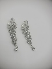 Vintage Chandelier Earrings Crystal Clip On Huggie Dangle Drop Jewelry Costume