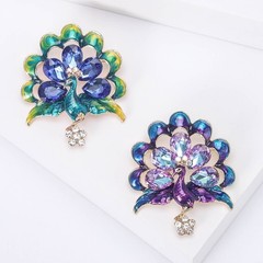 Vintage Style Peacock Bird Rhinestone Crystal Brooch Bird Cyan Pin Pendant Gift