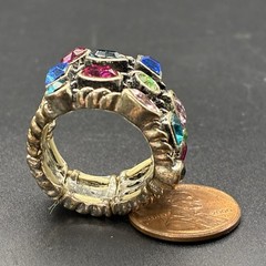 Vintage BIG Colorful 1980s Ring Adjustable/Expansion Ring,Sz 7-9, Stackable Hack